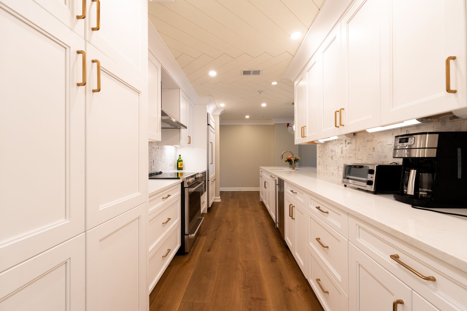 Modern renovated kitchen with stone benchtop