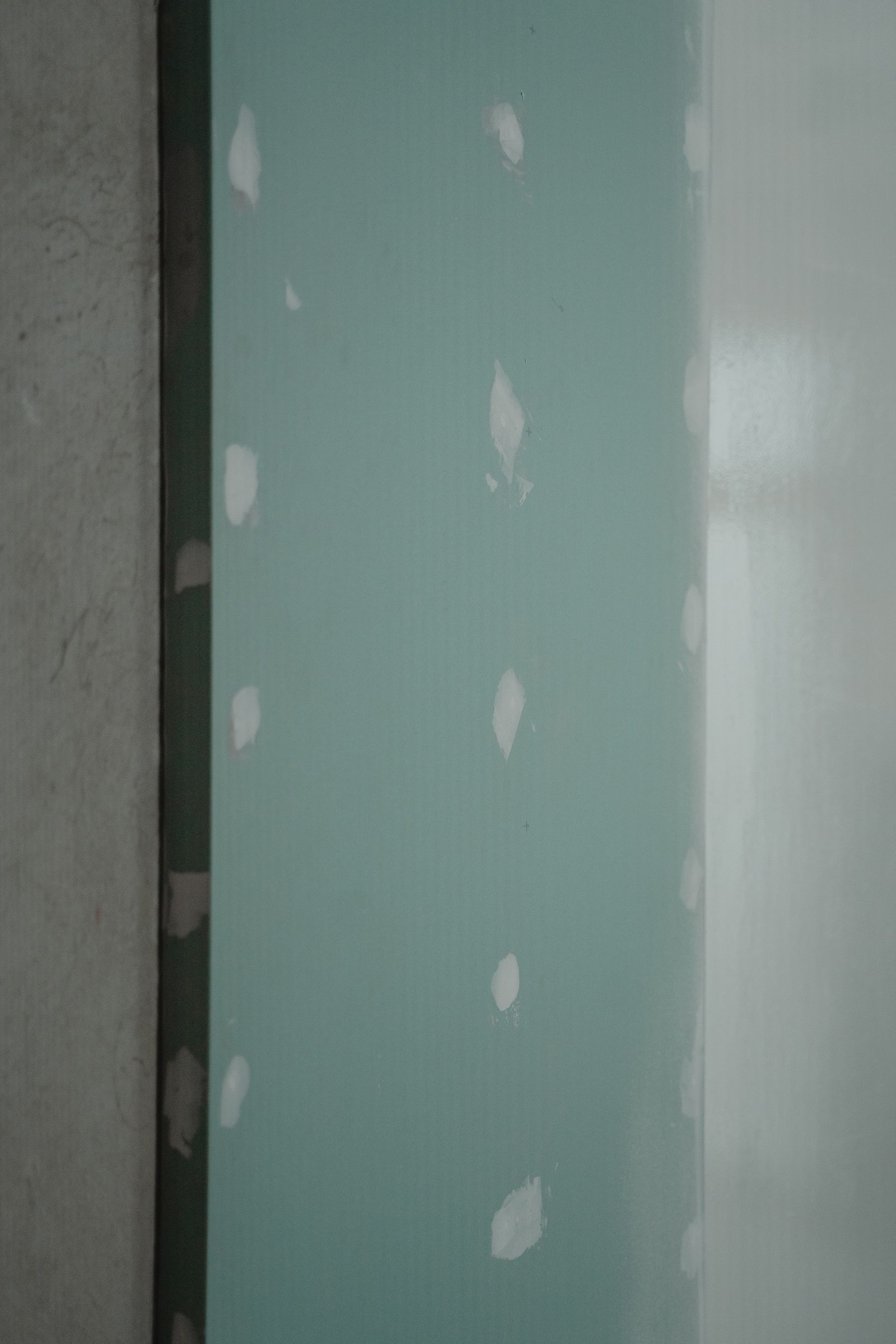 Plasterboard wall repair in progress
